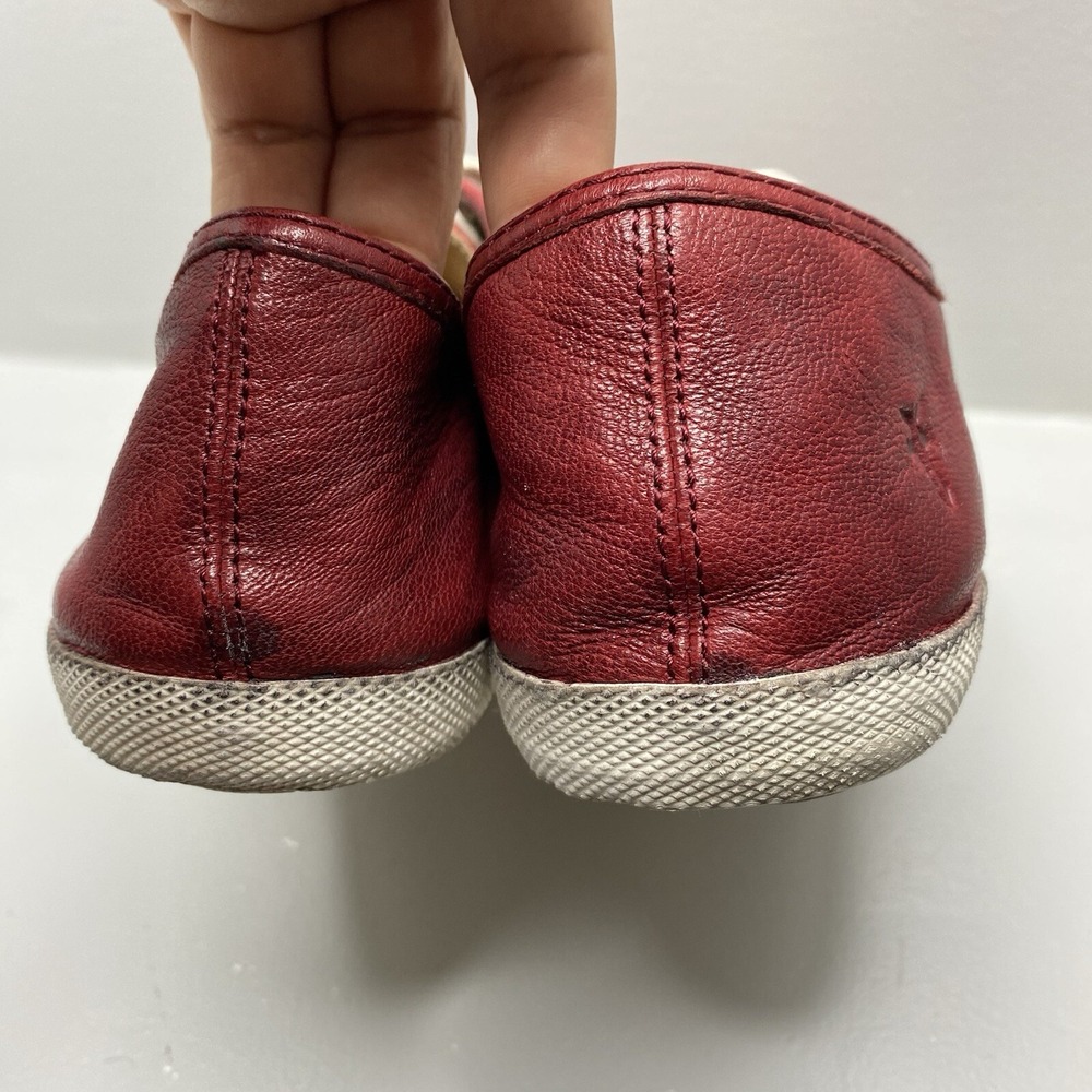 Frye Melanie Leather Sneakers Low Top Lace Up Burnt‎ Red Size 9M - Picture 4 of 12